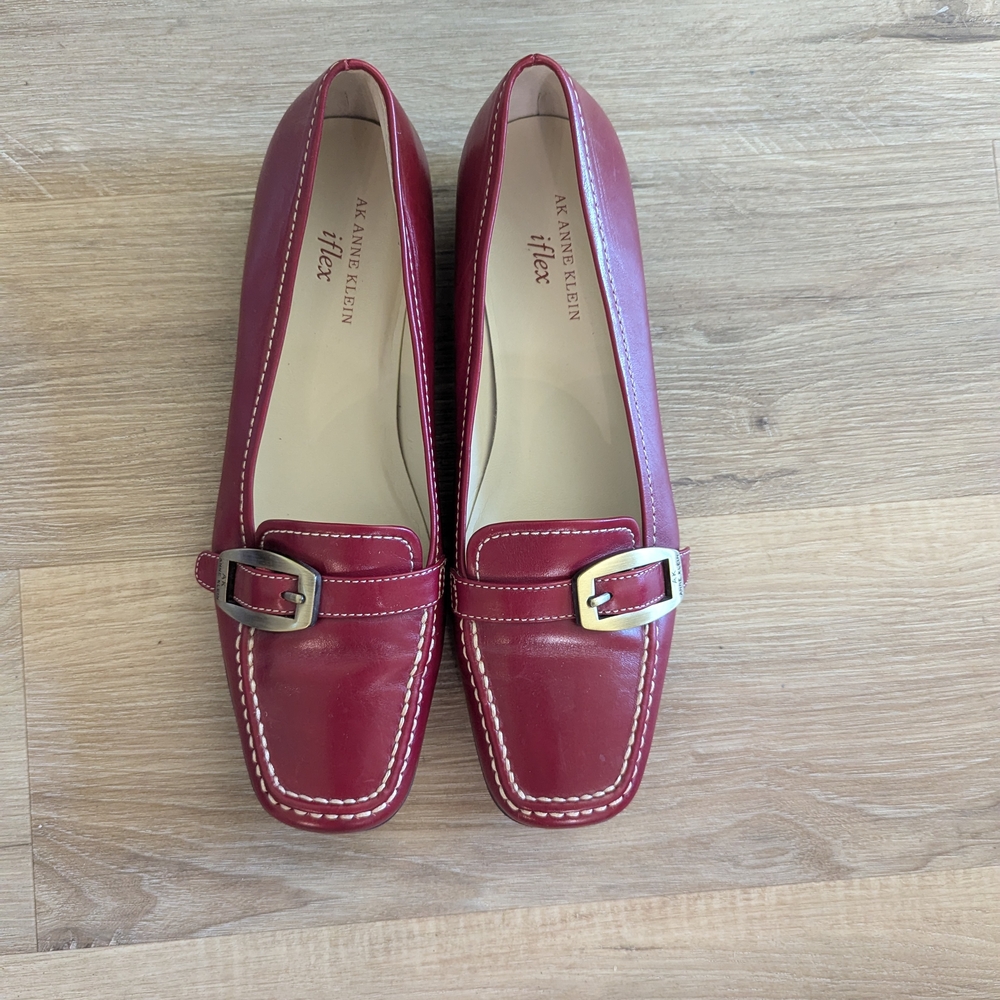 Anne Klein Burgundy Loafers with Buckle